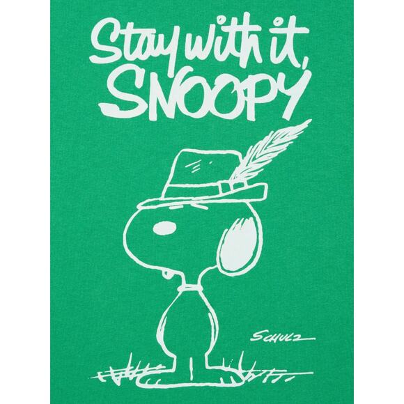 Uniqlo PEANUTS Stay With It, Snoopy UT Graphic T-Shirt in Green - Picture 2 of 9
